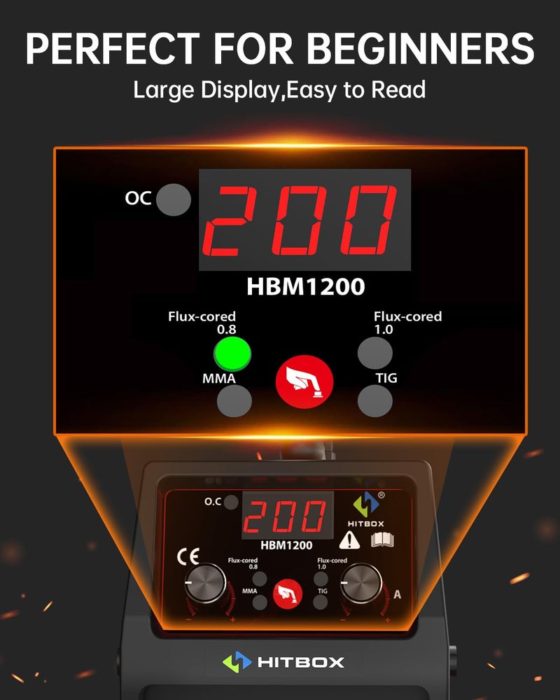 HITBOX آلة لحام MIG بدون غاز HITBOX 140A، 110V/220V مزدوجة الجهد، آلة لحام فلكس كور، لحام MIG/Lift TIG/Stick 3 في 1 مع مشبك شعلة وسلك فلكس بقطر 0.8 مم - Image 3